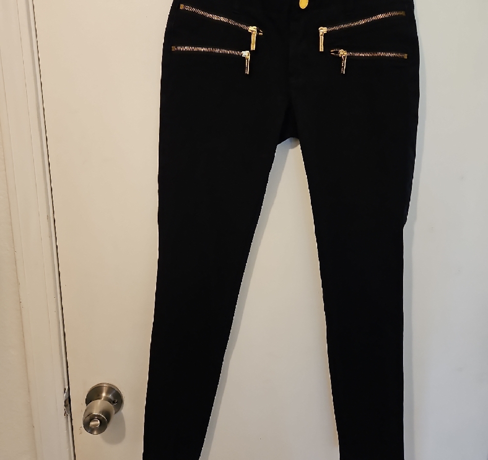 Michaels Black Skinny Pants with Gold Zippers